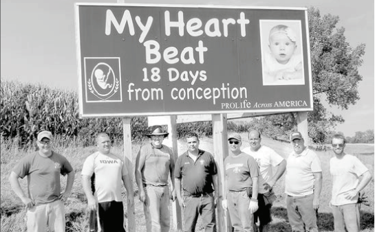 Picture of Shelby County's ﬁrst Pro-life sign located two miles south of Panama.  It was erected by the Knights of Columbus Council 1741 on Sunday September 6, 2015.