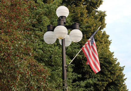 Street Lamp with an American Flag.