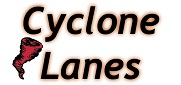 Picture of Cyclone Lanes bowling logo.
