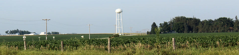 Landscape view of Tennant water tower and countryside