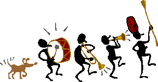 Cartoon of a marching band.